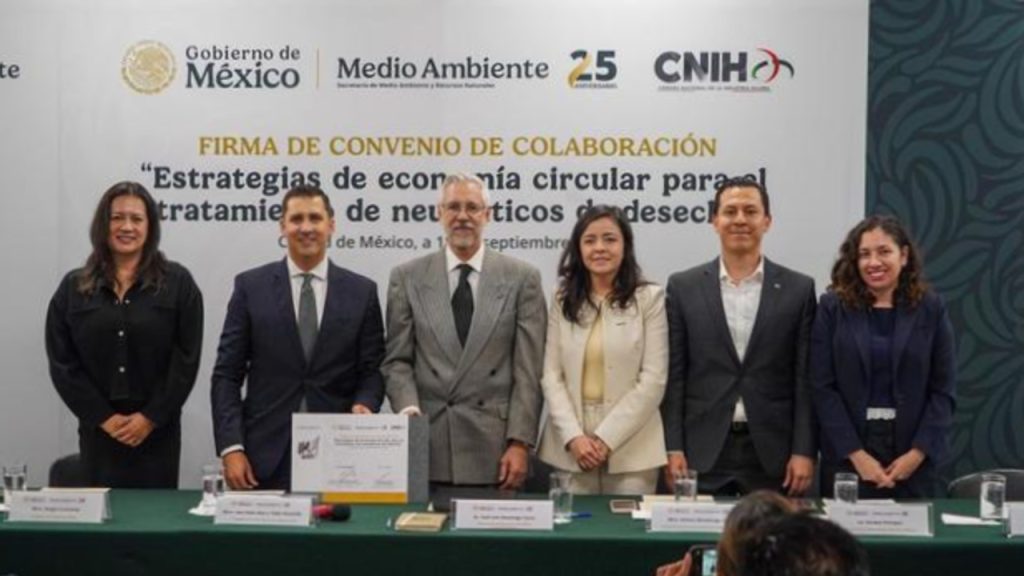 Semarnat y CNIH firman convenio para impulsar un modelo de economía circular mediante la gestión responsable de neumáticos fuera de uso.